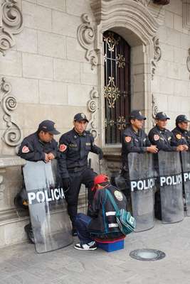 Shoeshine in Plaza de Armas