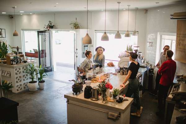 On a Whim and Virgil Coffee owners compare notes at 324 Oxford