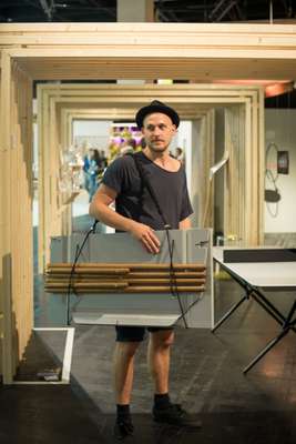 Gunnar Søren Petersen with his award-winning Snak table