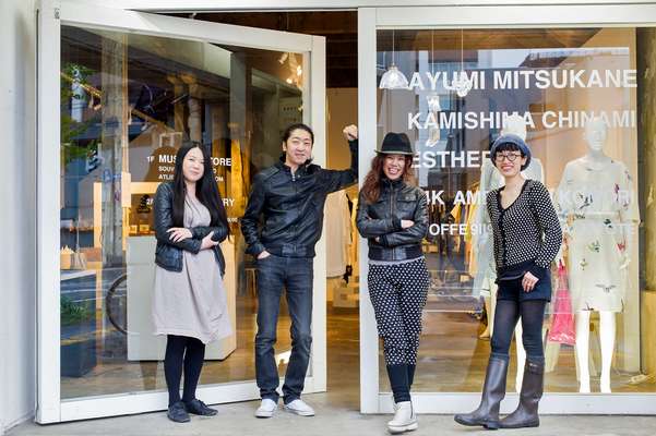 Founder Taketo Oguchi (second left) and his staff at their Museum Store  