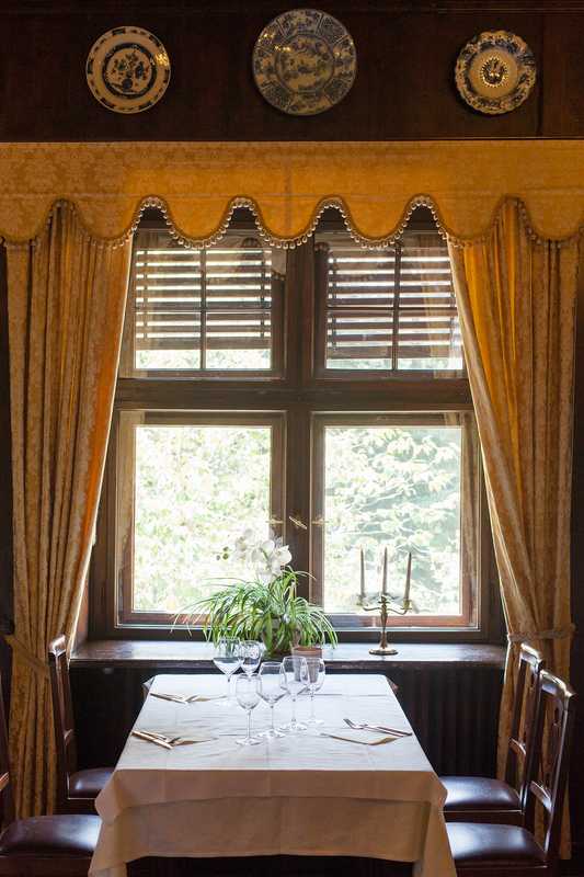 Dining-room table overlooking the gardens