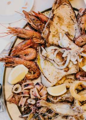 Seafood spread at La Pepica
