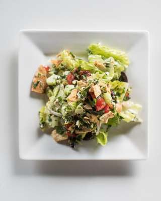 Fattoush salad with feta, mint and coriander