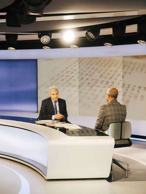 Layachi Djabou interviewing Jamal Taleb in Al Jazeera’s London studios 