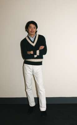 Name: Masahiko Sakata, designer, Men’s Bigi
Wearing: sweater by Harrods, shirt by Brooks Brothers, jeans by Levi’s, shoes by Jeffery West for Men’s Bigi