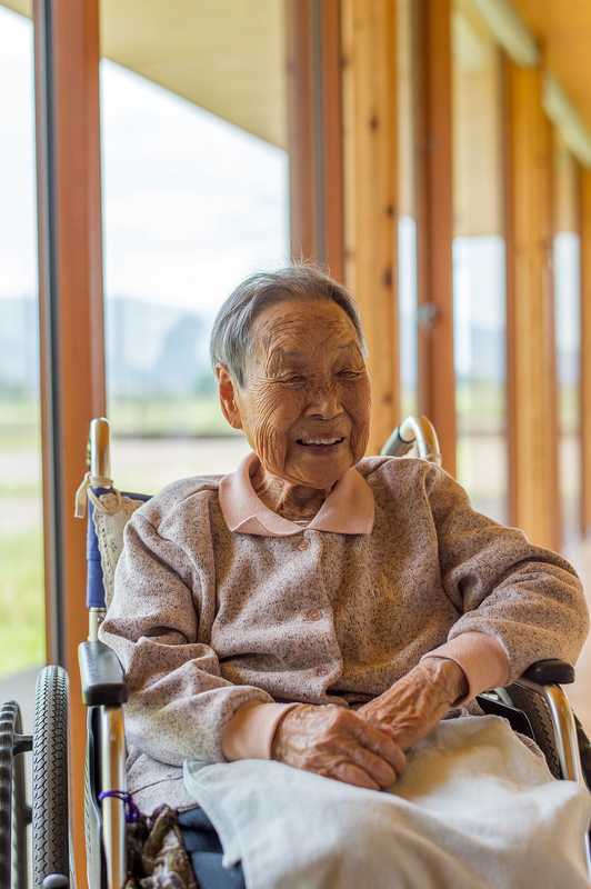 Resident Suekiku Sugimoto, who is 102 years old