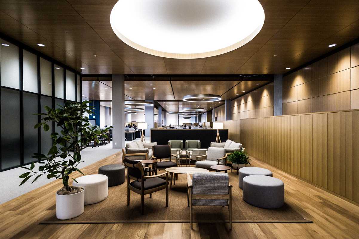 A lounge area inside one of the open-plan offices