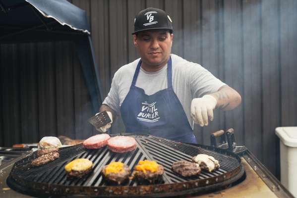 Flipping burgers at Butantan food park