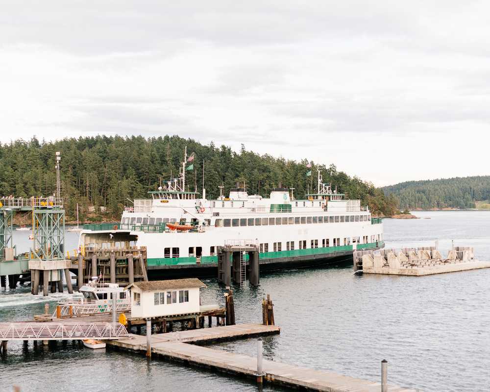 The ferry to Orcas Island docking at Orcas Village