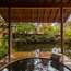 Open-air wooden bath at villa