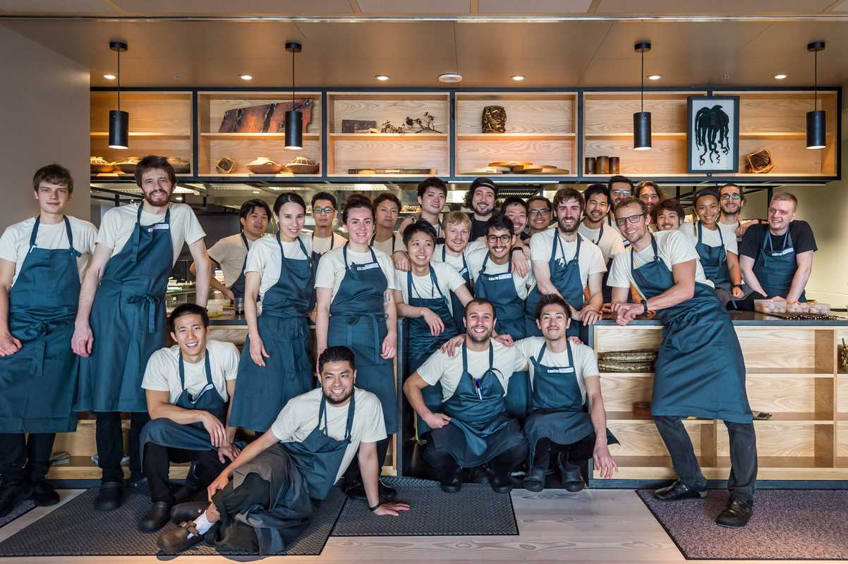 Inua kitchen team led by Thomas Frebel (leaning, front right) 