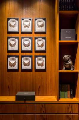 Shirt collars on display in men’s formalwear 