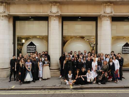 The Dover Street Market London team, all dressed in Comme des Garçons (and Comme des Garçons-owned brands) at the store near Piccadilly Circus