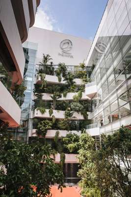 EmQuartier's 40-metre manmade waterfall