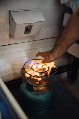 Improvised home comforts in the attendant’s compartment