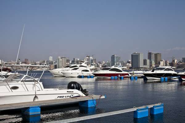 Million dollar boats docked at the marina