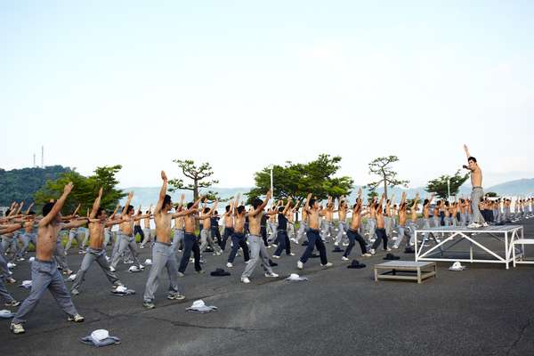 Daily morning exercise  takes place at 06.30