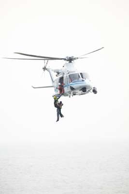 Hoist-rescue demonstration by a JCG helicopter