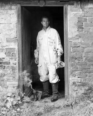 Toby Anstruther tending to  his bees