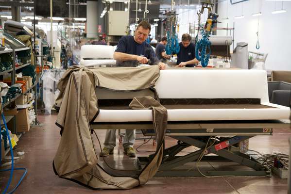 Inside the bustling upholstery department 