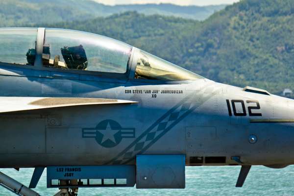 Cockpit of an F/A-18 'Super Hornet' fighter aircraft