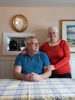 Pete Decker with his wife Margaret at their home 