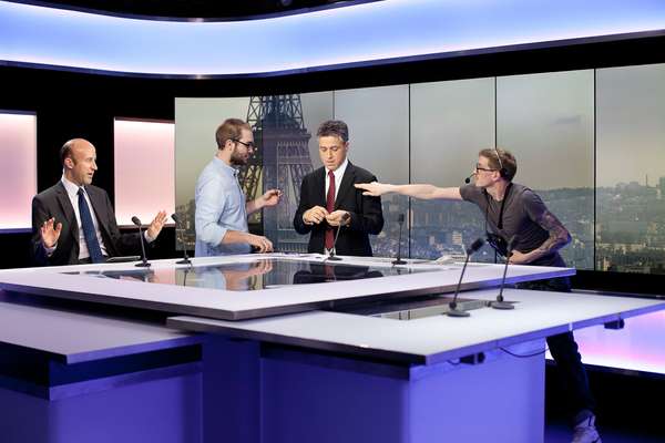 François Picard (centre right) seconds before going live