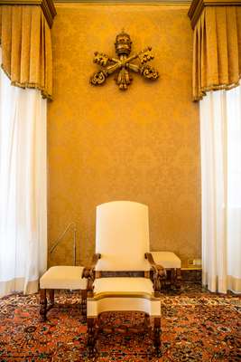 One of the pope’s chairs, in the room where Benedict XVI resigned 