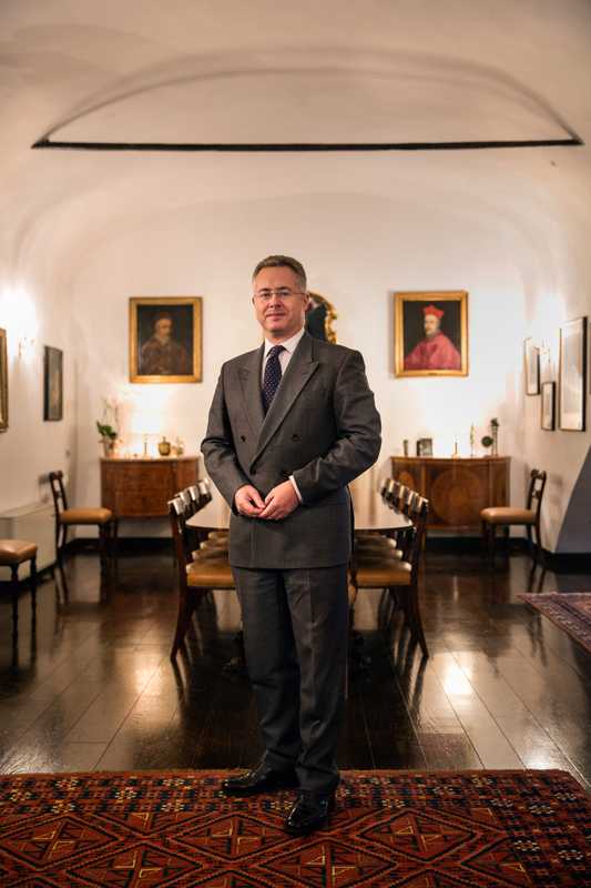 British ambassador to the Holy See Nigel Baker in his official residence  