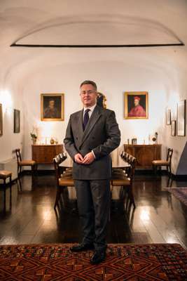 British ambassador to the Holy See Nigel Baker in his official residence  