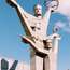 Statues celebrating science adorn the grounds of the 1960s ExpoGeorgia exhibition centre