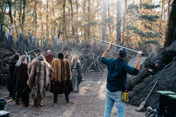 On set with ‘The Barbarians’