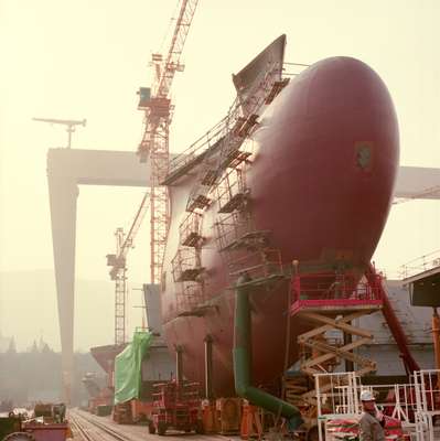 Stem of a container ship at DSME