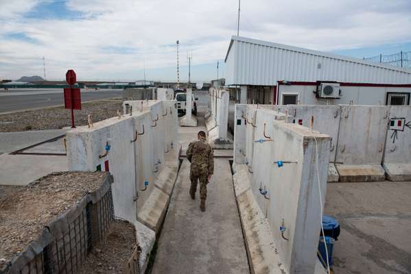 Italian soldier at the airfield outside Herat