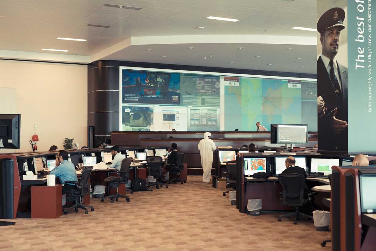 Emirates Network Control, where every detail of a flight is mapped out