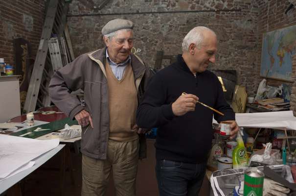 Signmakers Alberto Berra (left) and Germano Romeo