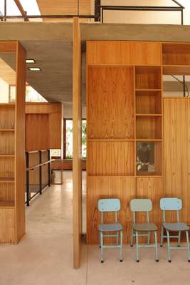 The building's interior is made up of chinaberry wood panelling