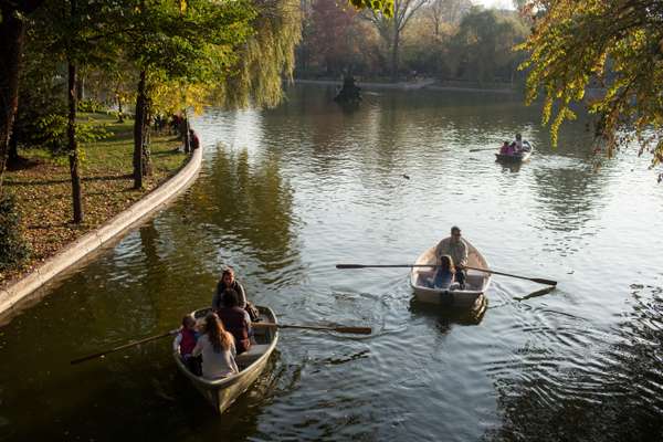 Rowing on a lake at Cismigiu Gardens