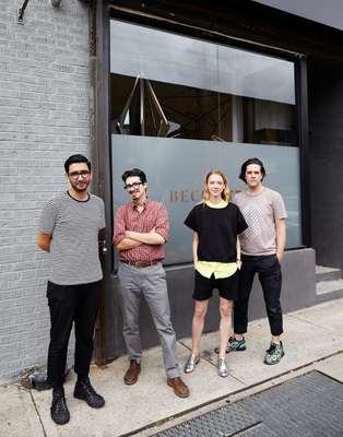 Bec Brittain (third from left) with her employees