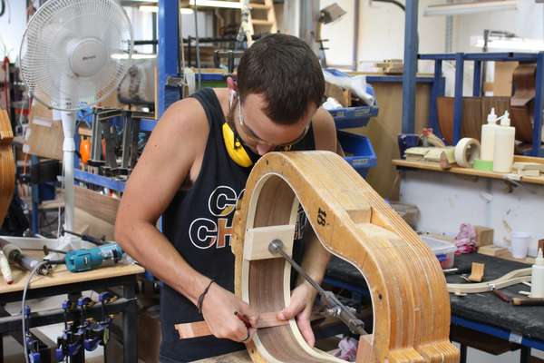 Building a guitar's body at Matona