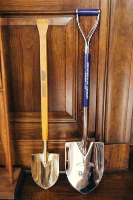 Shovels used at past ground-breaking ceremonies