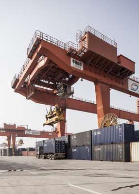 Container park at Xi’an’s International Trade and Logistics Park 