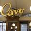 Gold-leaf lettering at Cavo pastry shop