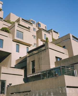 Iconic stacked cement cubes 