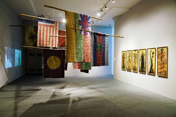 Exhibit with works by Jakkai Siributr and Amin Taasha 