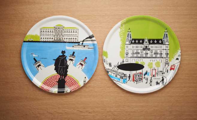 Trays featuring illustrations by Olle Eksell