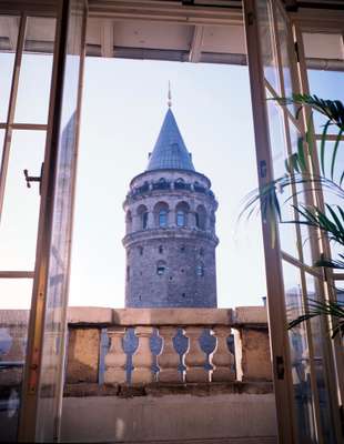 A view of the Galata Tower from a private residence in Istanbul’s Galata neighbourhood