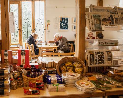 Customers enjoying lunch in the café