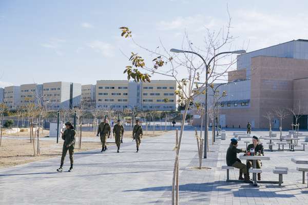 IDF soldiers on the main square of Ir Habahadim