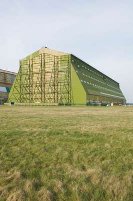 Hybrid Air Vehicle’s base in an airship shed built during the First World War  